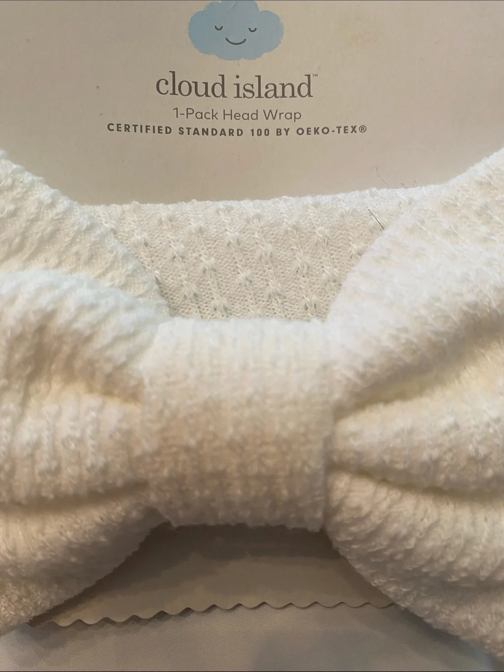 cloud island White Knit Kids Head Wrap with Bow